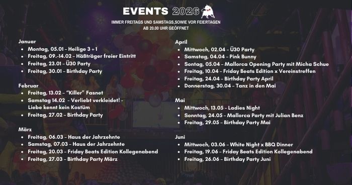 Eventübersicht 2026 Teil 1