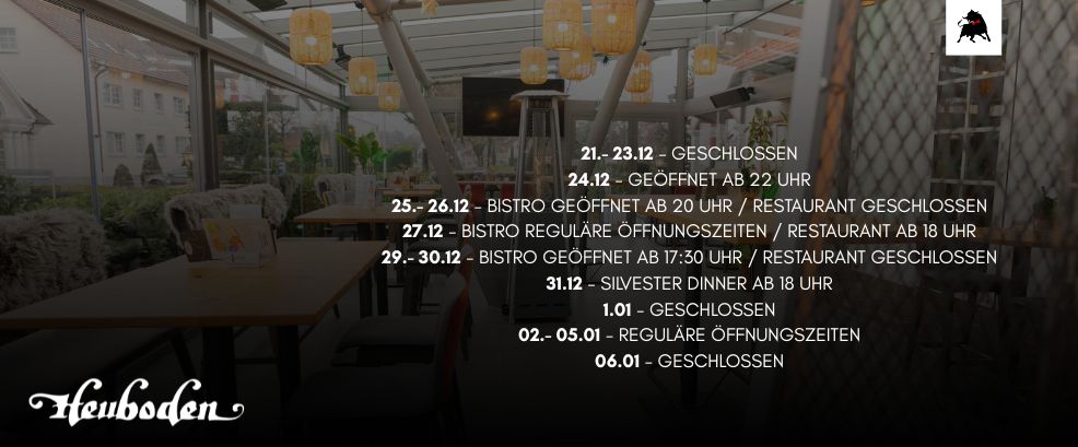 Öffnungszeiten rund um die Feiertage